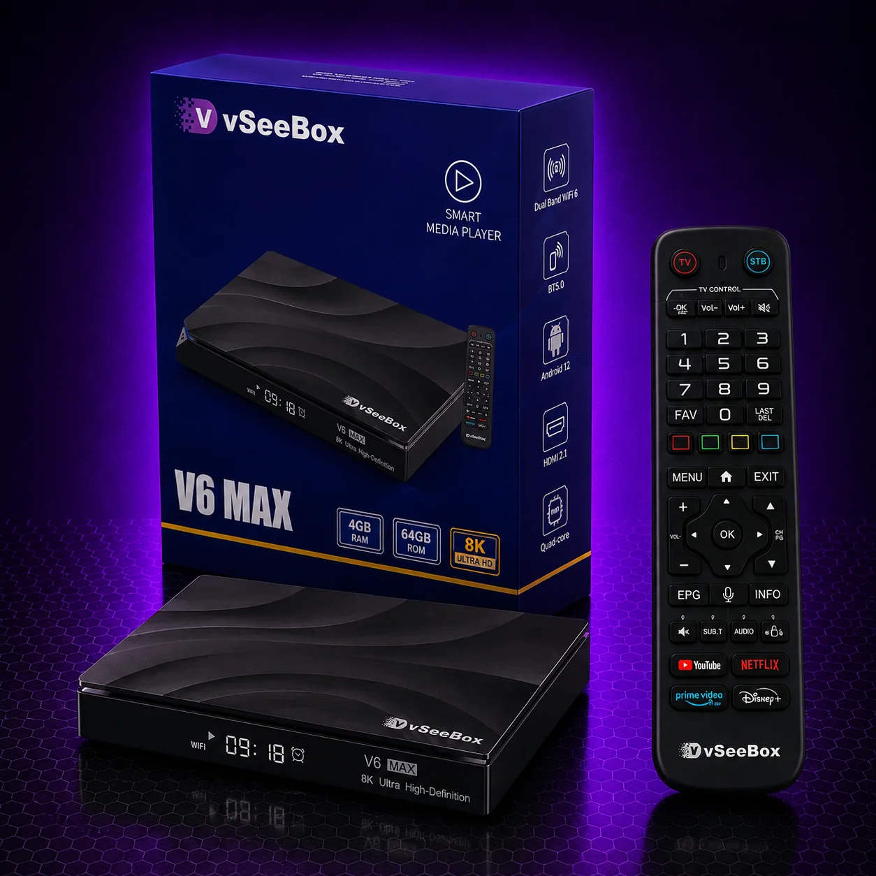 V6 Max — Box & Remote